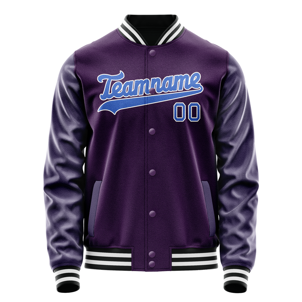Personalized Purple & Teal Solid Color Varsity Letterman Jacket