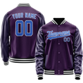 Personalized Purple & Teal Solid Color Varsity Letterman Jacket