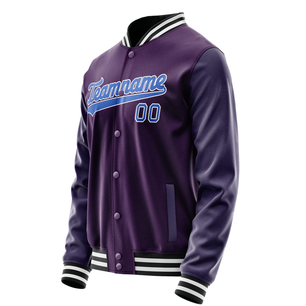 Personalized Purple & Teal Solid Color Varsity Letterman Jacket