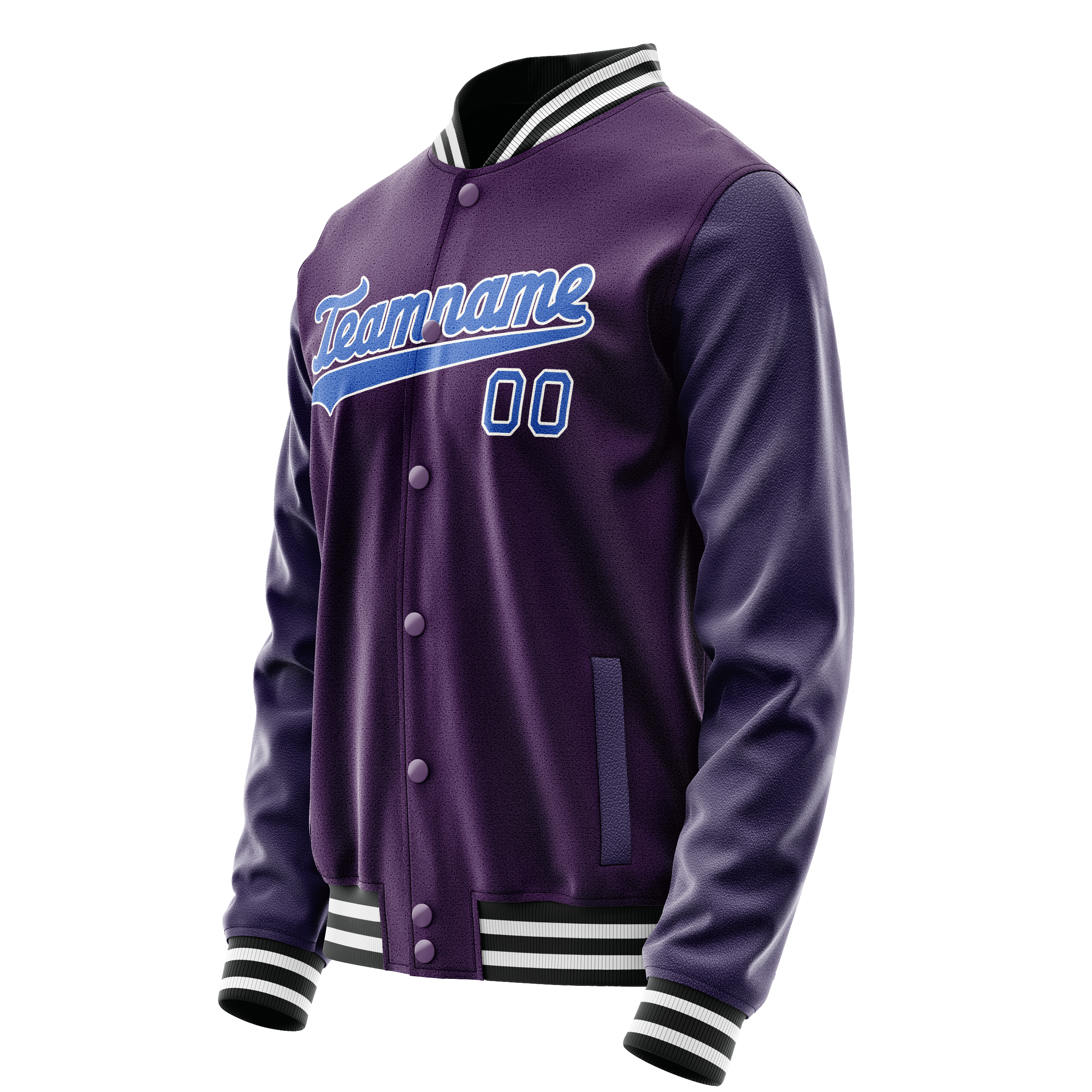 Personalized Purple & Teal Solid Color Varsity Letterman Jacket