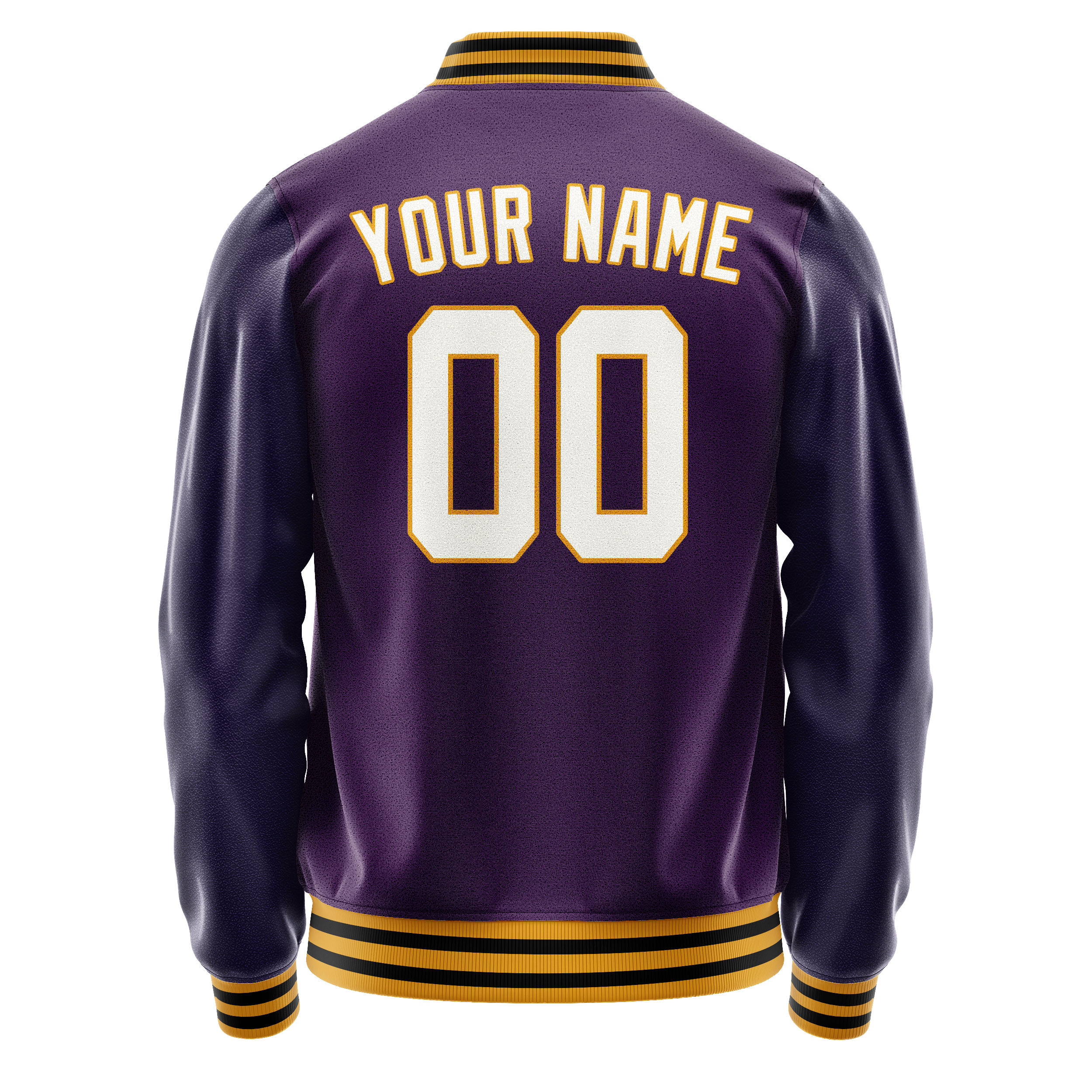 Personalized Purple & White Solid Color Varsity Letterman Jacket