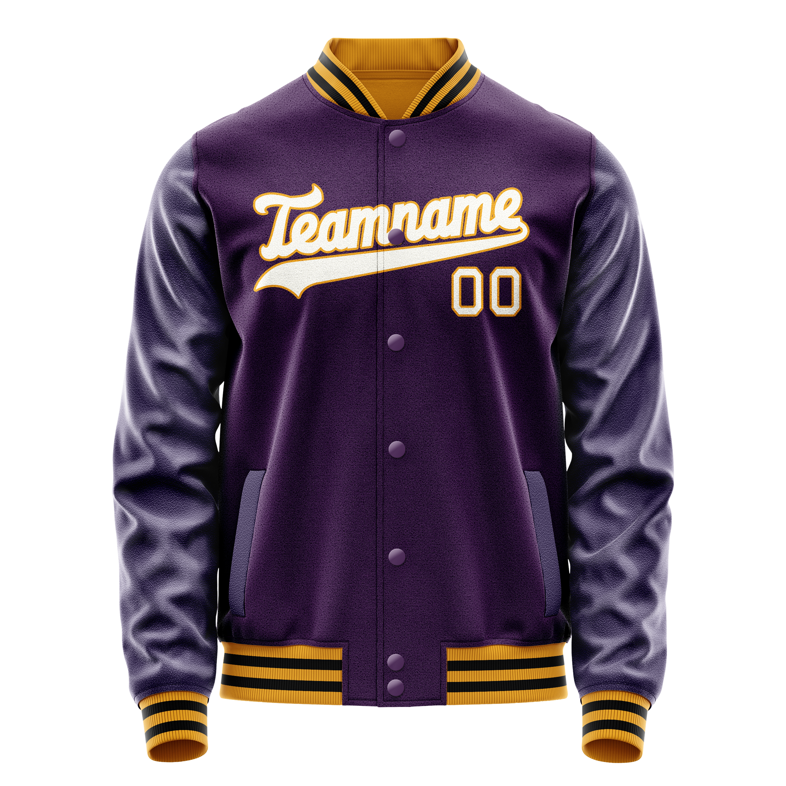 Personalized Purple & White Solid Color Varsity Letterman Jacket