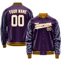Personalized Purple & White Solid Color Varsity Letterman Jacket