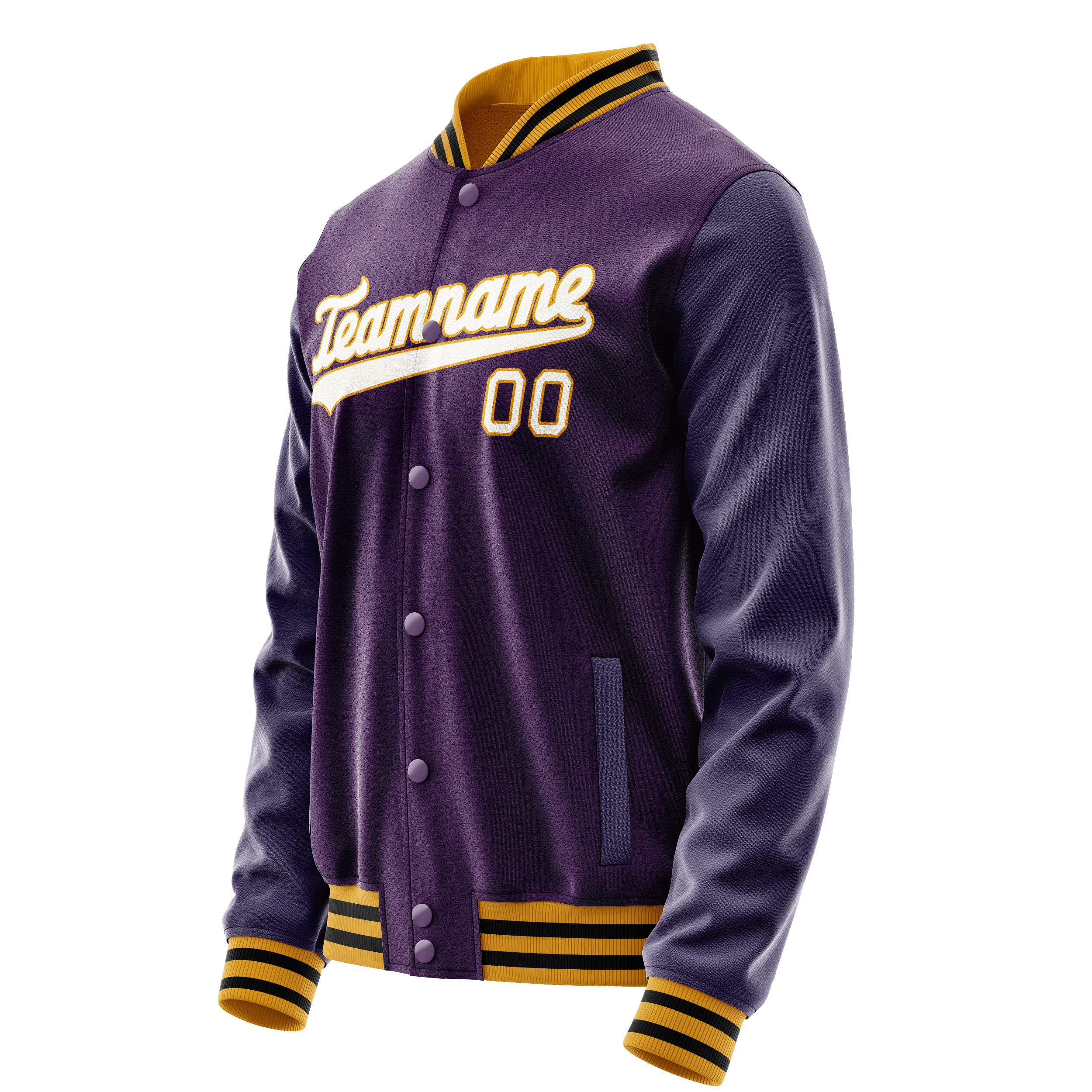 Personalized Purple & White Solid Color Varsity Letterman Jacket