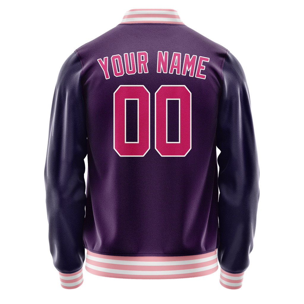Personalized Purple & Pink Solid Color Varsity Letterman Jacket