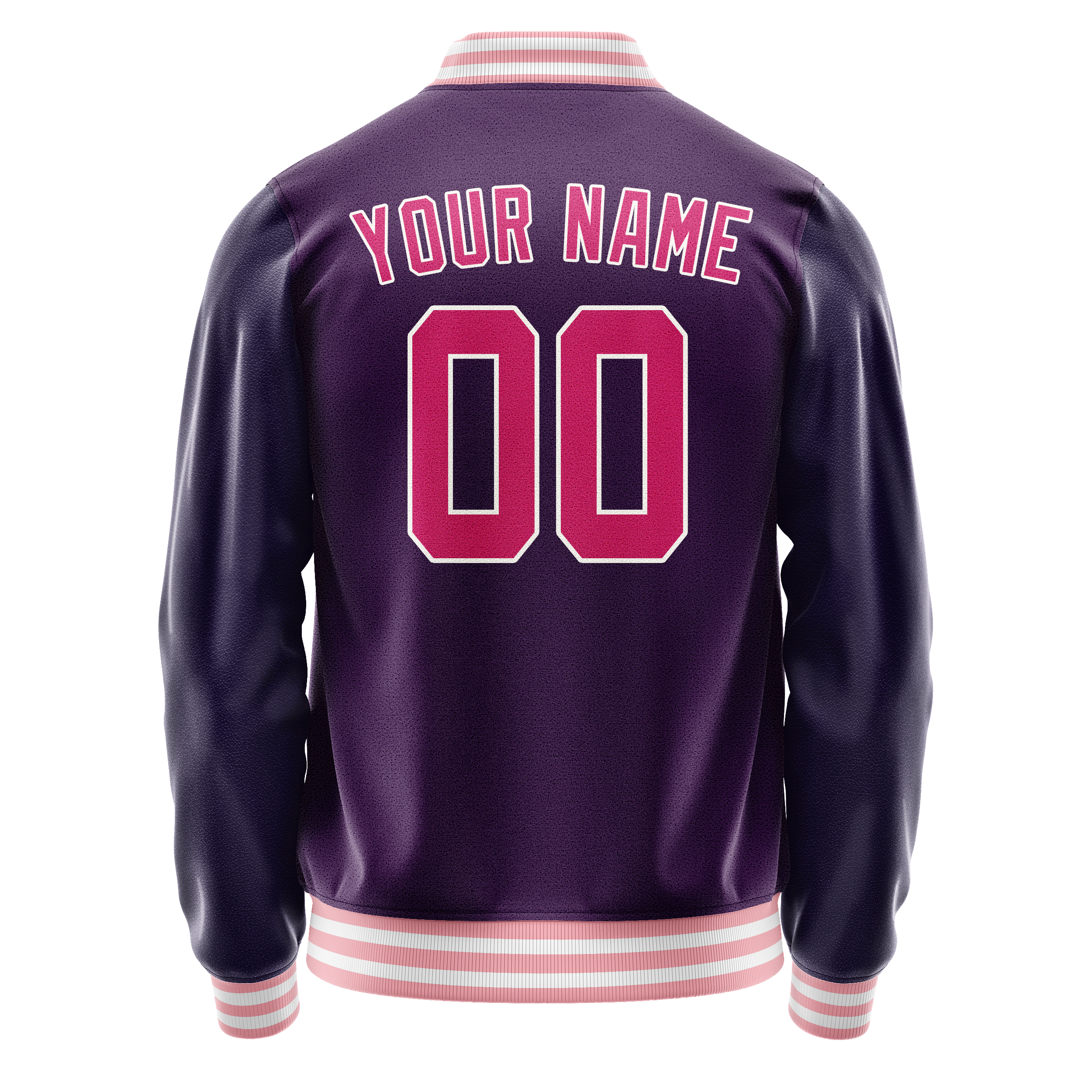 Personalized Purple & Pink Solid Color Varsity Letterman Jacket