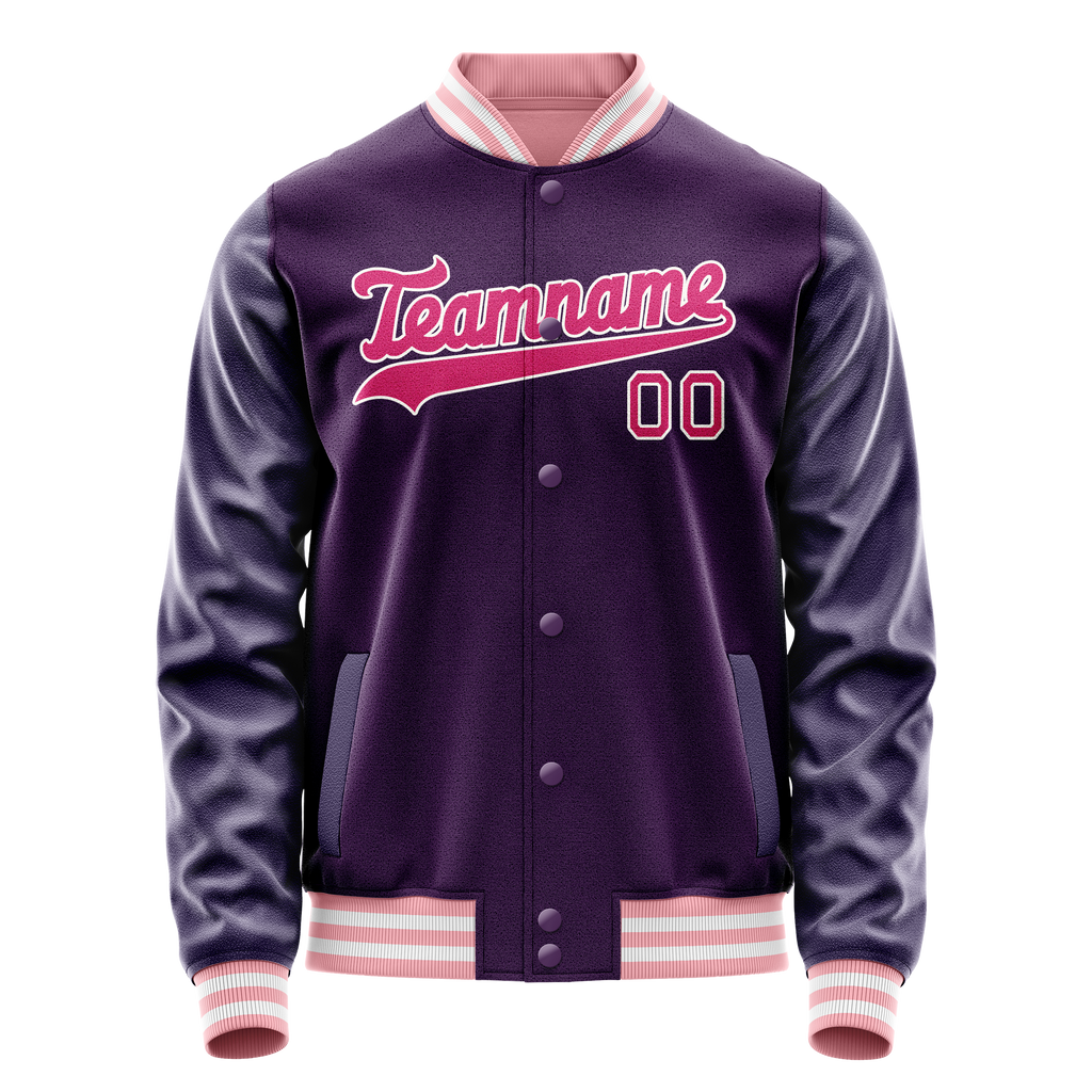 Personalized Purple & Pink Solid Color Varsity Letterman Jacket