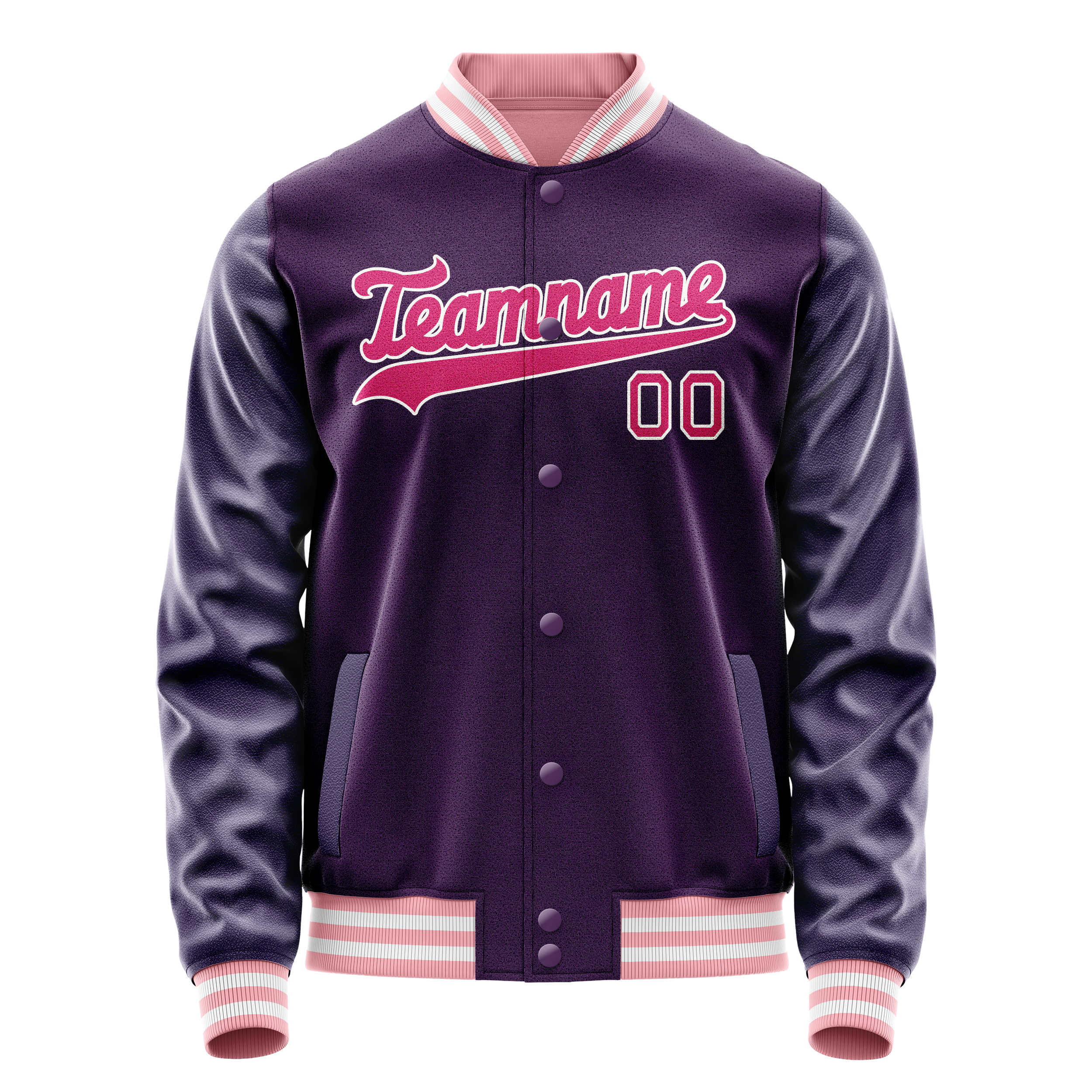 Personalized Purple & Pink Solid Color Varsity Letterman Jacket