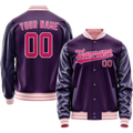 Personalized Purple & Pink Solid Color Varsity Letterman Jacket