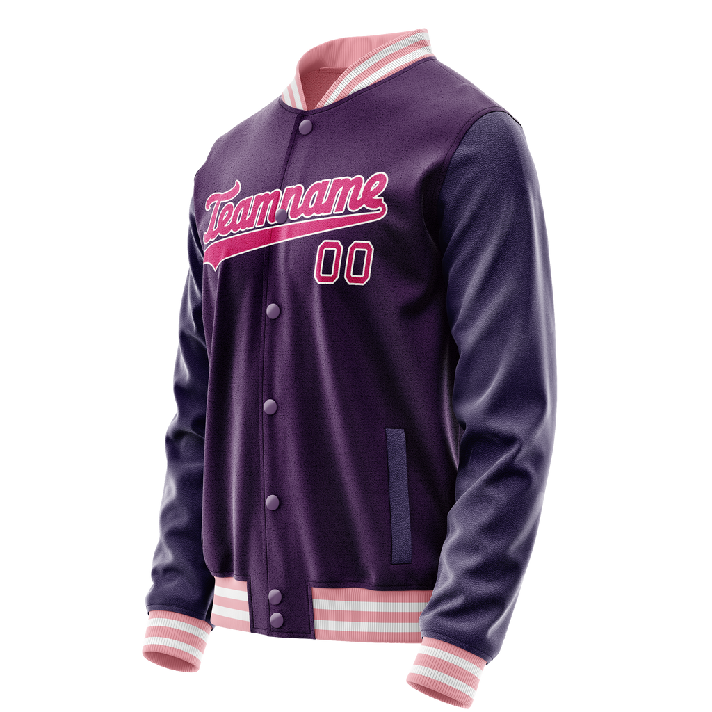 Personalized Purple & Pink Solid Color Varsity Letterman Jacket