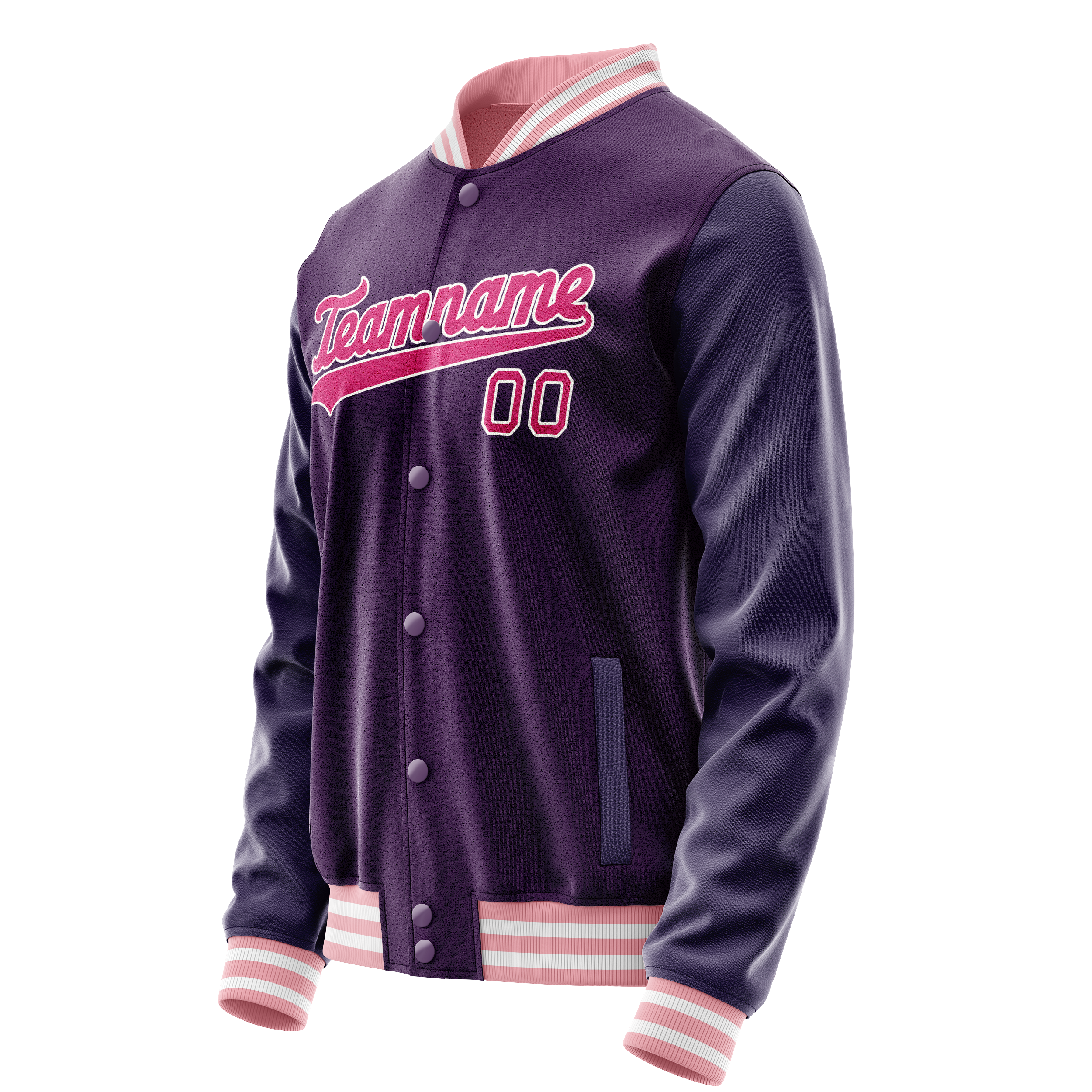 Personalized Purple & Pink Solid Color Varsity Letterman Jacket