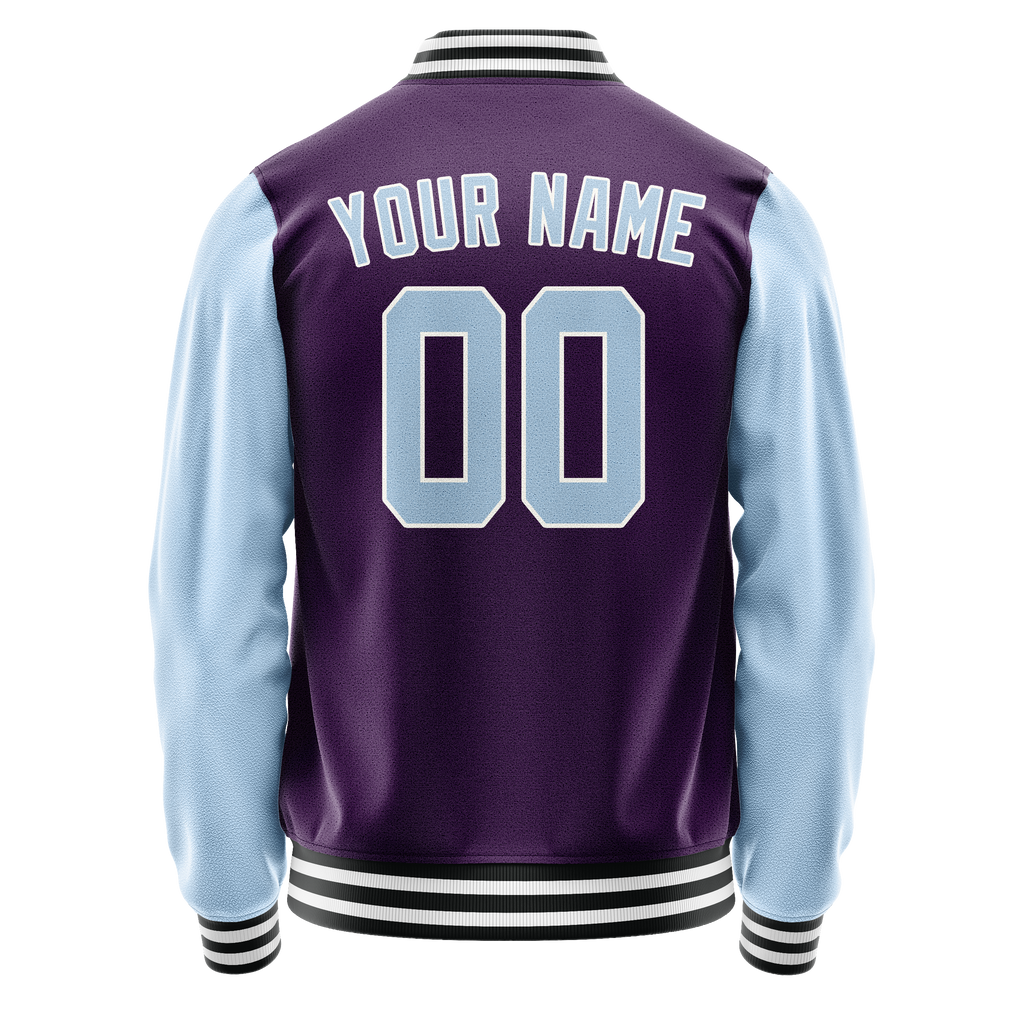 Personalized Purple & Light-Blue Solid Color Varsity Letterman Jacket
