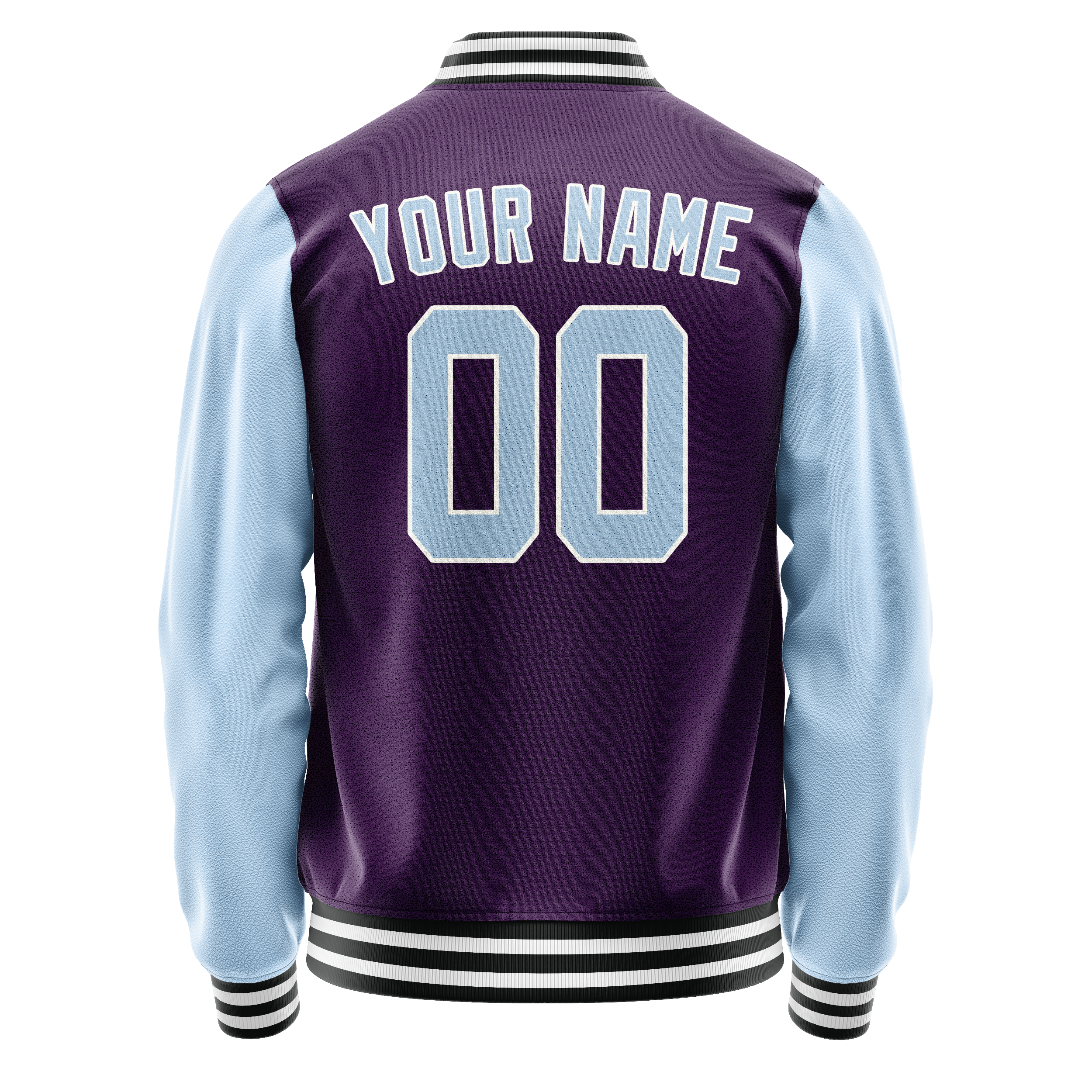 Personalized Purple & Light-Blue Solid Color Varsity Letterman Jacket