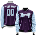 Personalized Purple & Light-Blue Solid Color Varsity Letterman Jacket