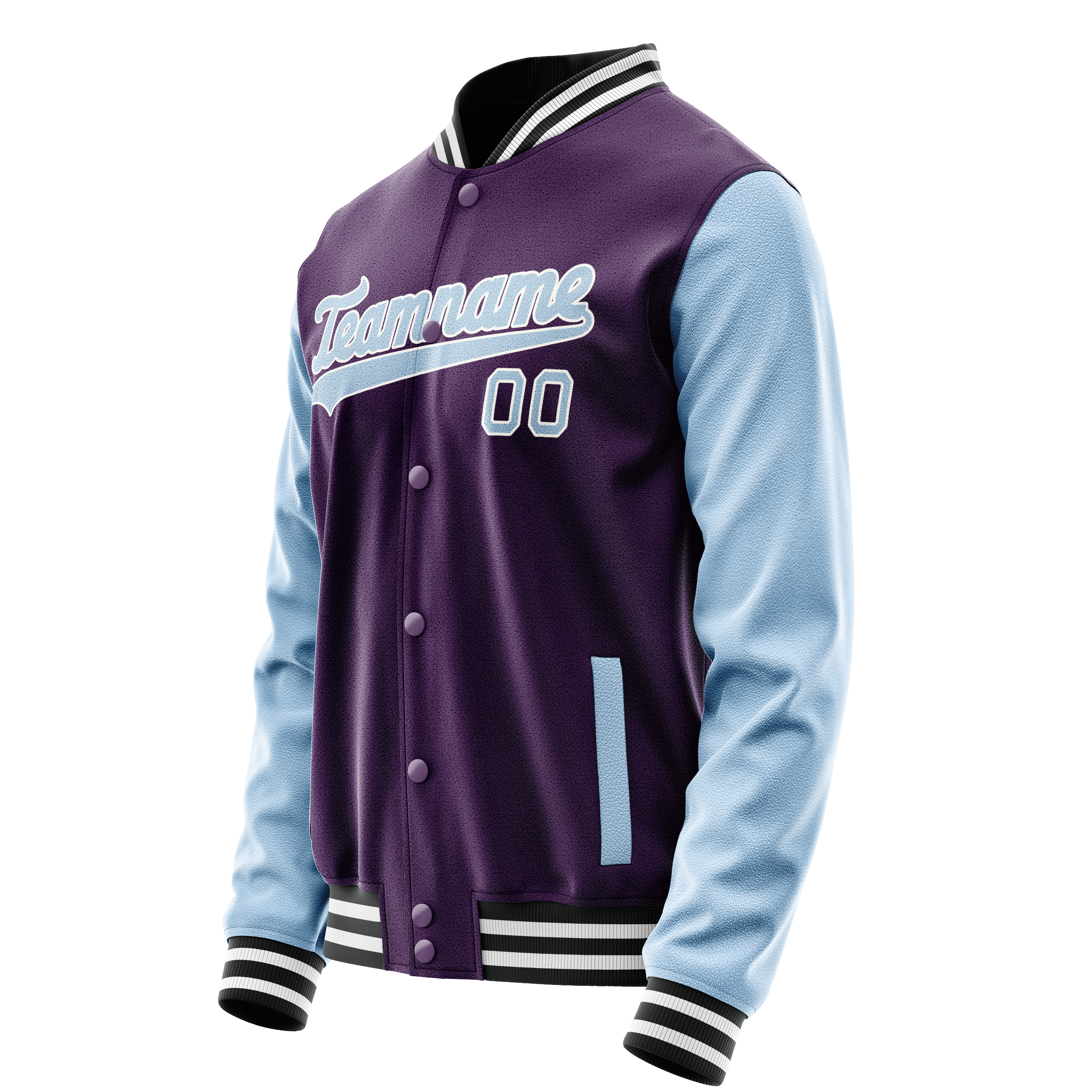Personalized Purple & Light-Blue Solid Color Varsity Letterman Jacket