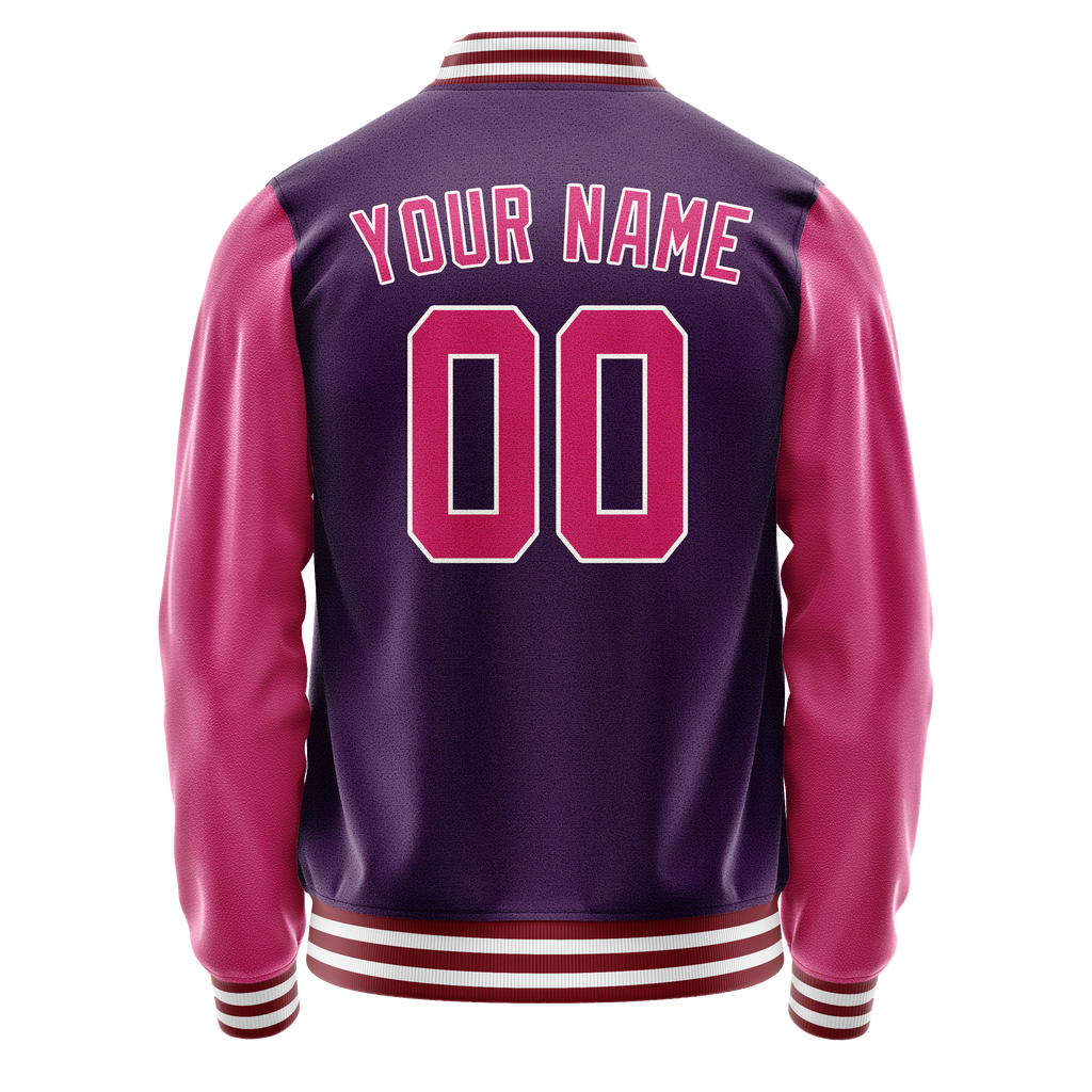 Personalized Purple & Pink Solid Color Varsity Letterman Jacket