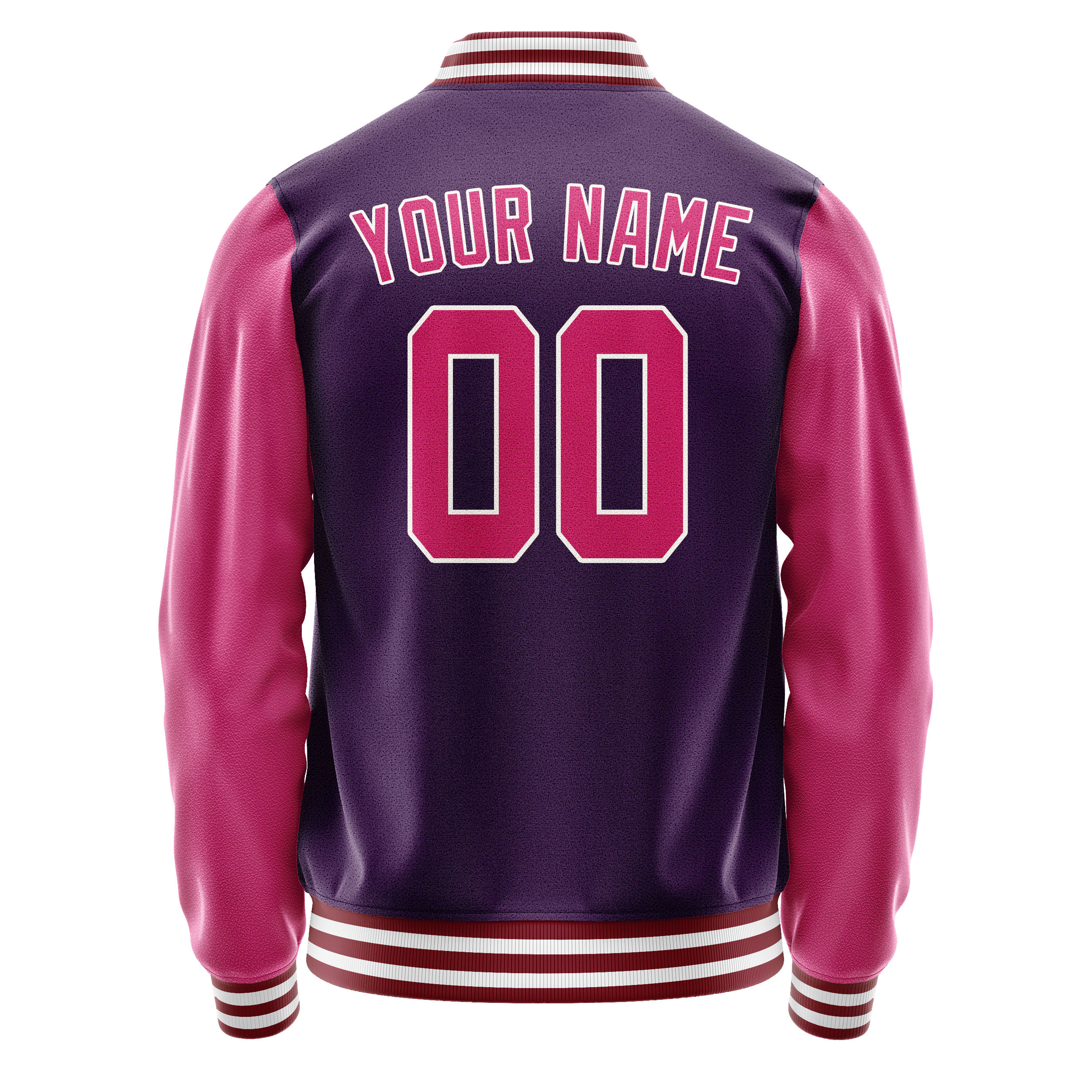 Personalized Purple & Pink Solid Color Varsity Letterman Jacket