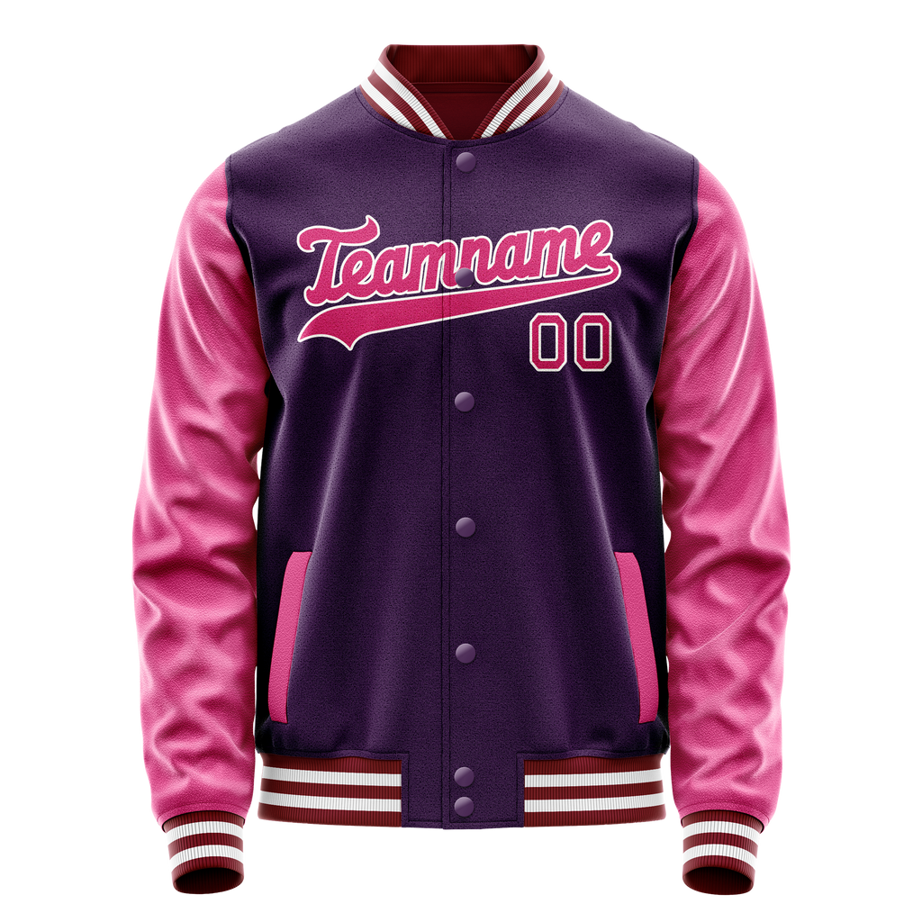 Personalized Purple & Pink Solid Color Varsity Letterman Jacket