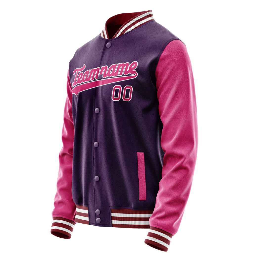 Personalized Purple & Pink Solid Color Varsity Letterman Jacket