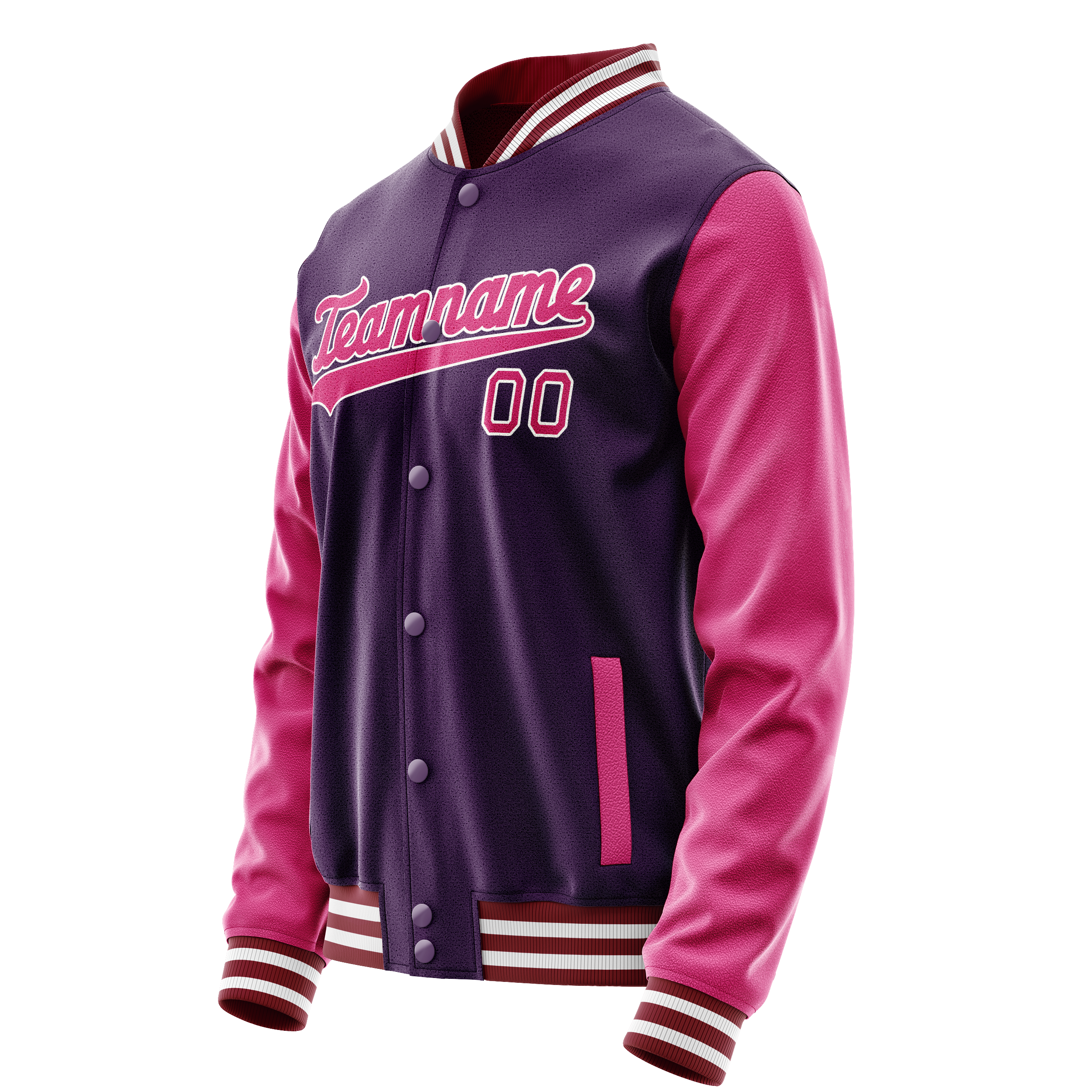 Personalized Purple & Pink Solid Color Varsity Letterman Jacket