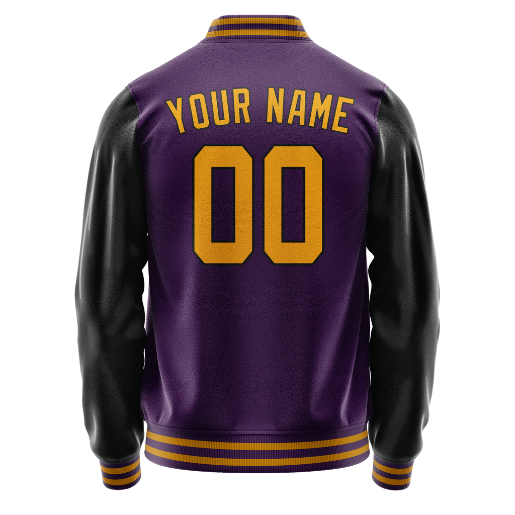 Personalized Purple & Black Solid Color Varsity Letterman Jacket