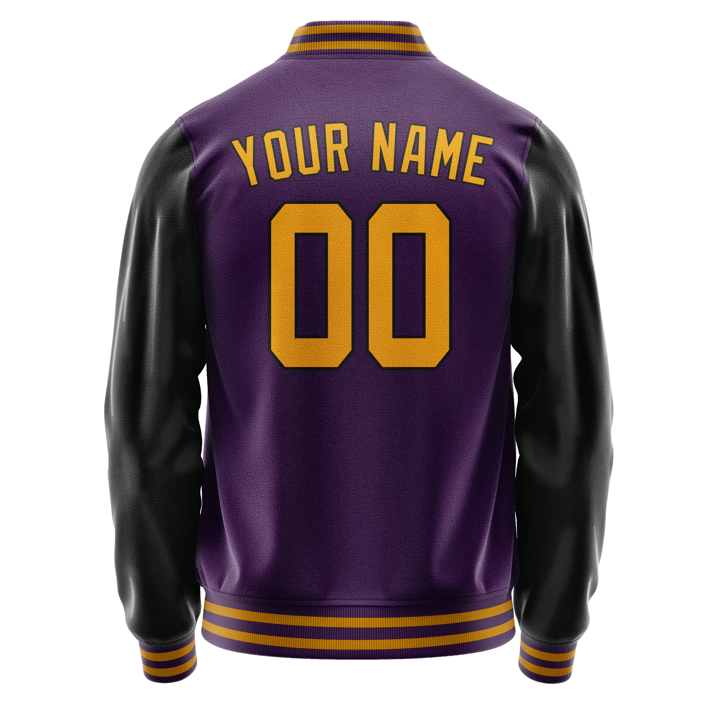 Personalized Purple & Black Solid Color Varsity Letterman Jacket