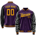 Personalized Purple & Black Solid Color Varsity Letterman Jacket