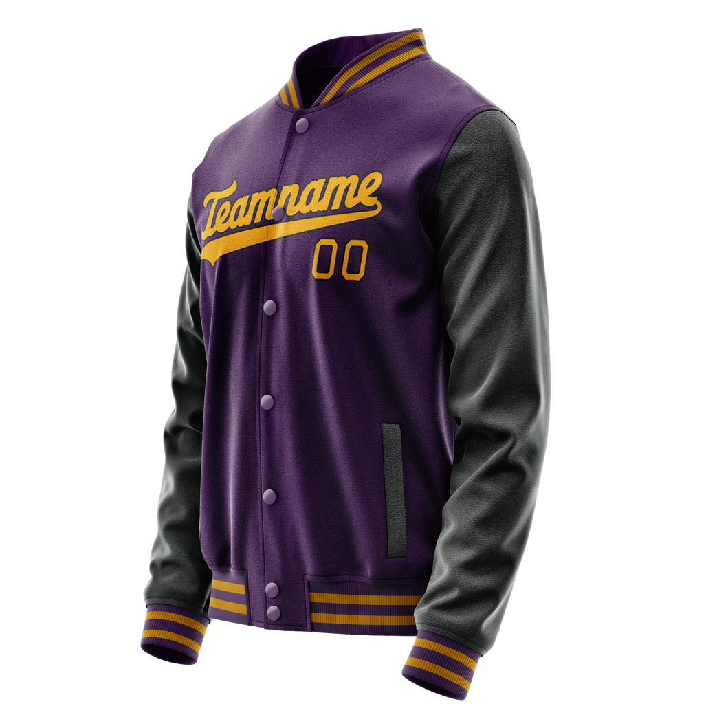 Personalized Purple & Black Solid Color Varsity Letterman Jacket