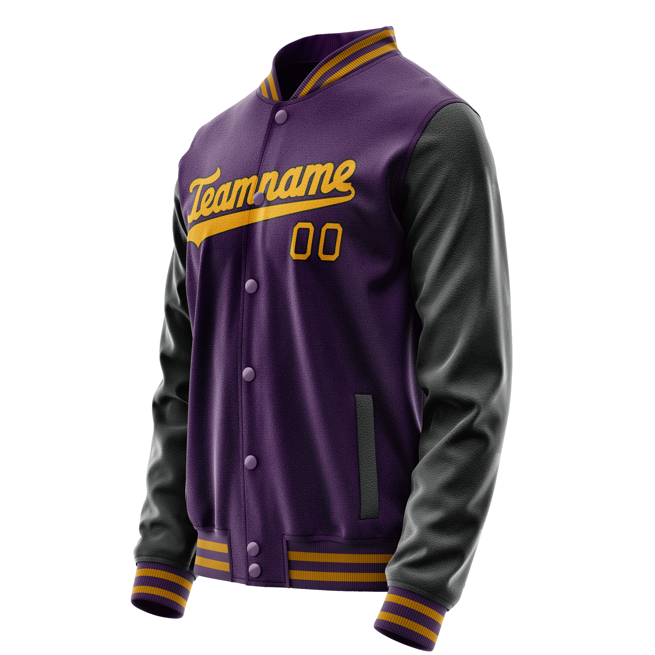 Personalized Purple & Black Solid Color Varsity Letterman Jacket