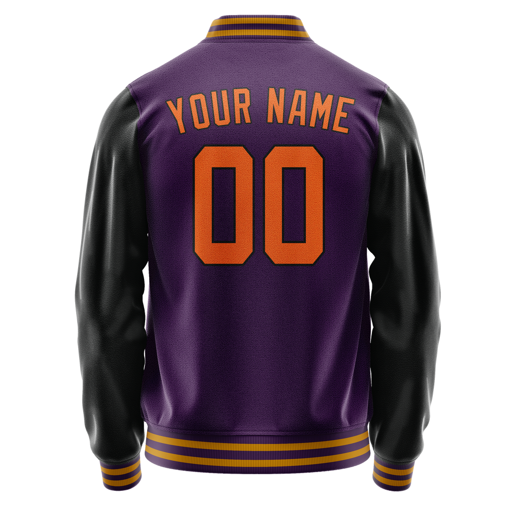 Personalized Purple & Black Solid Color Varsity Letterman Jacket