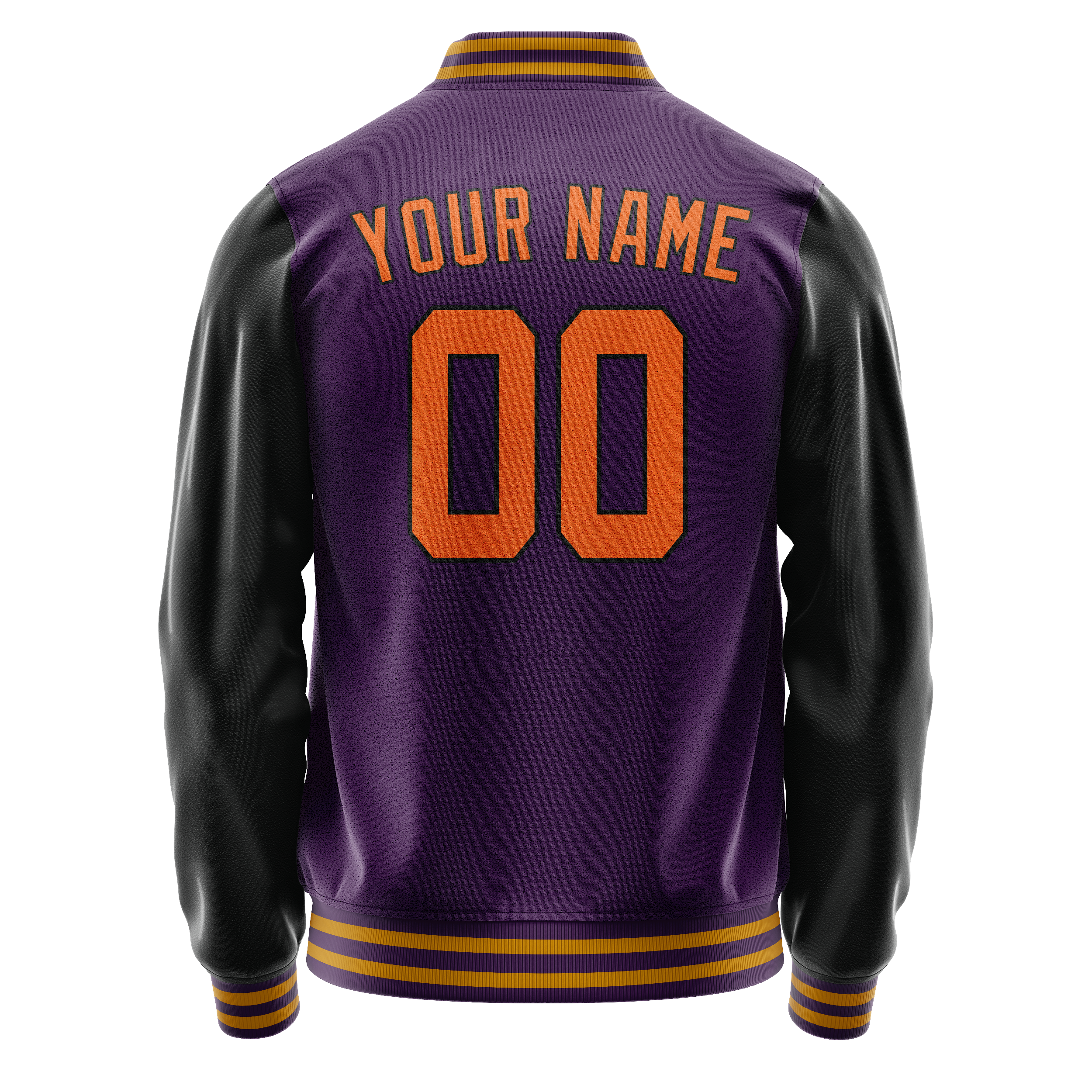 Personalized Purple & Black Solid Color Varsity Letterman Jacket