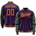 Personalized Purple & Black Solid Color Varsity Letterman Jacket