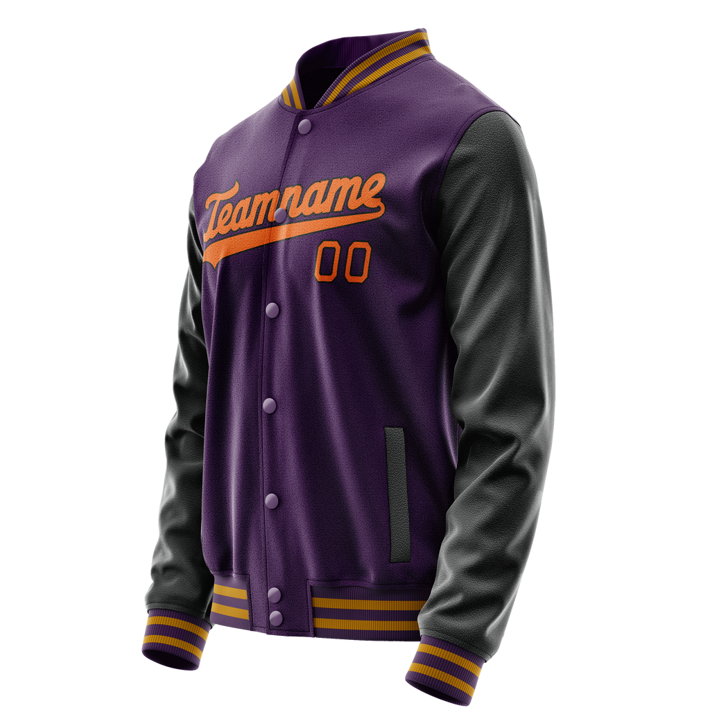 Personalized Purple & Black Solid Color Varsity Letterman Jacket