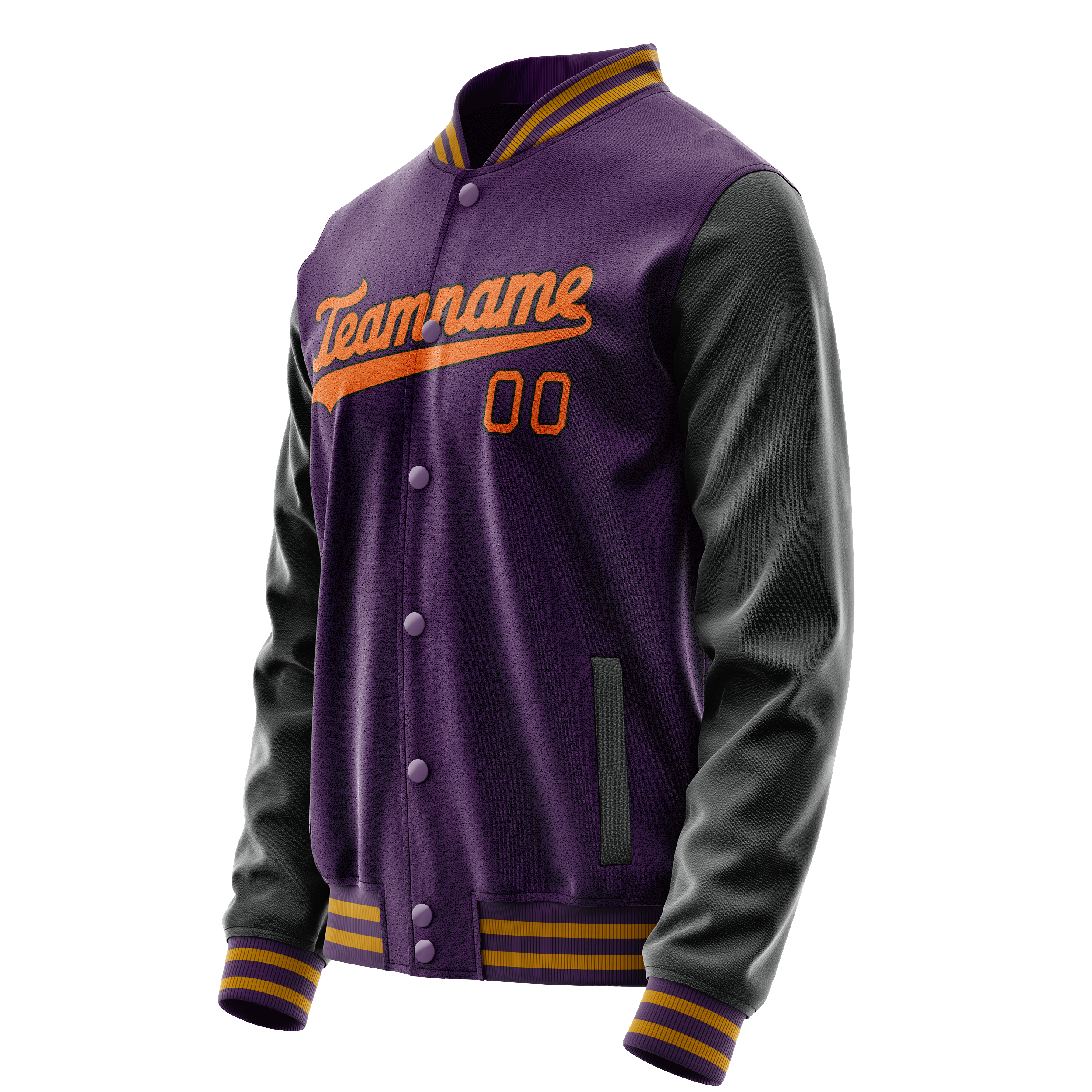 Personalized Purple & Black Solid Color Varsity Letterman Jacket