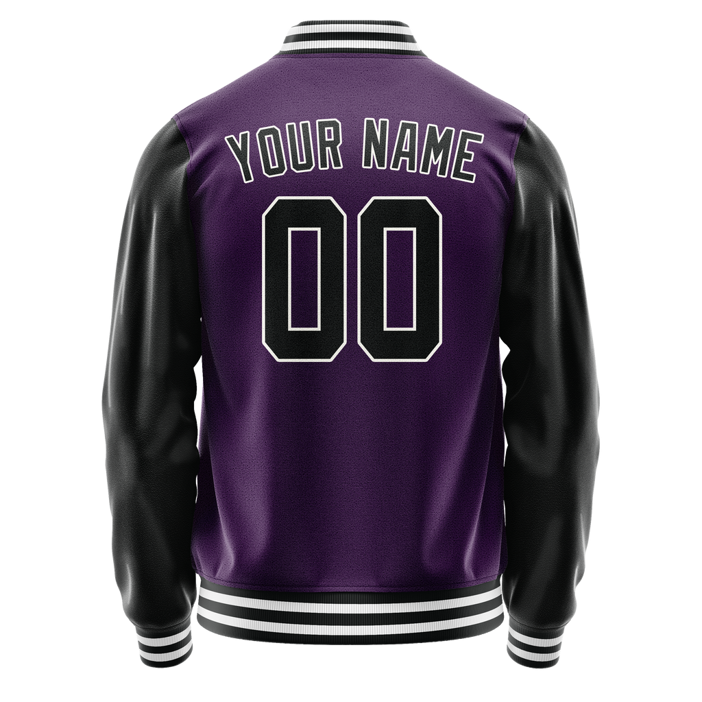 Personalized Purple & Black Solid Color Varsity Letterman Jacket