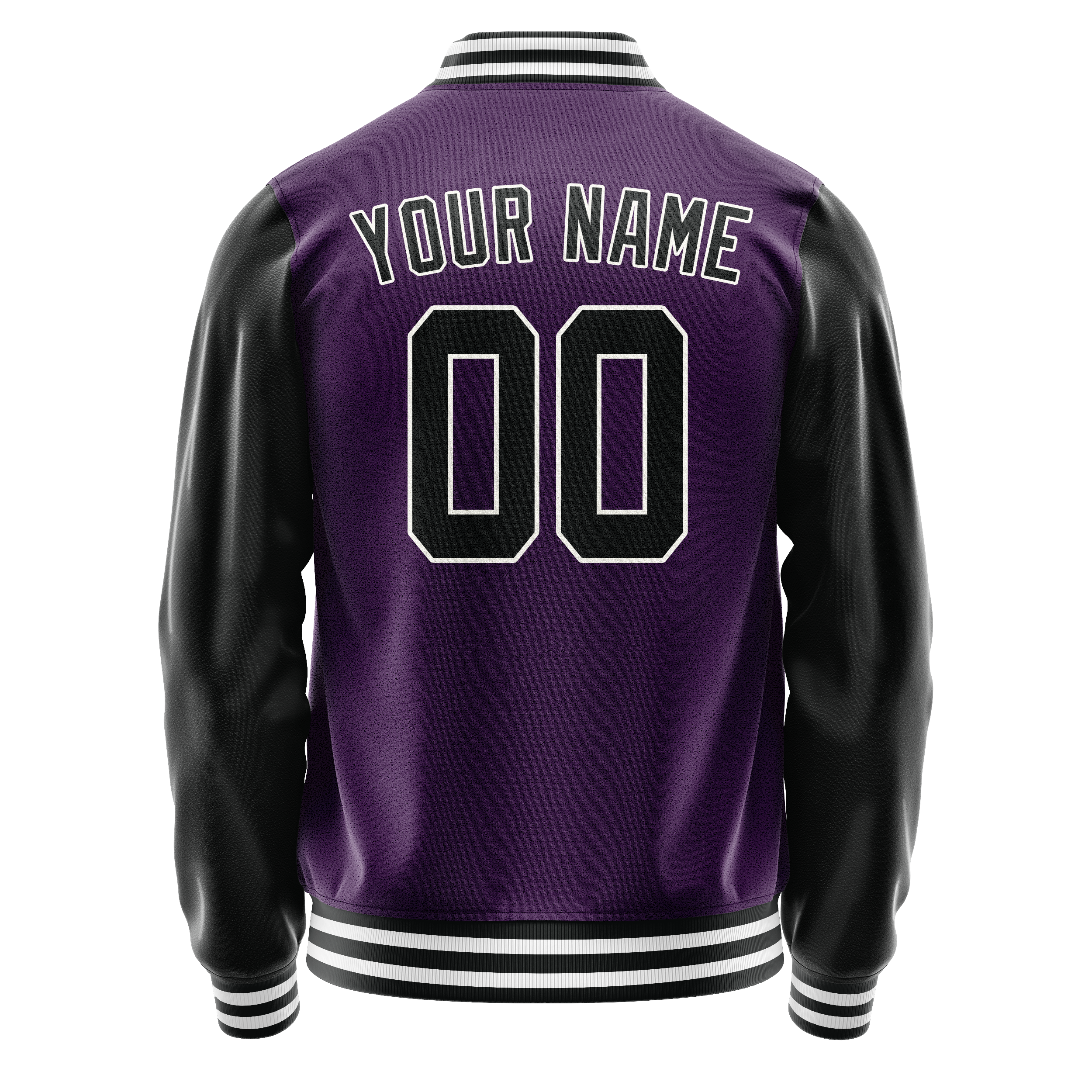 Personalized Purple & Black Solid Color Varsity Letterman Jacket