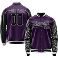 Personalized Purple & Black Solid Color Varsity Letterman Jacket