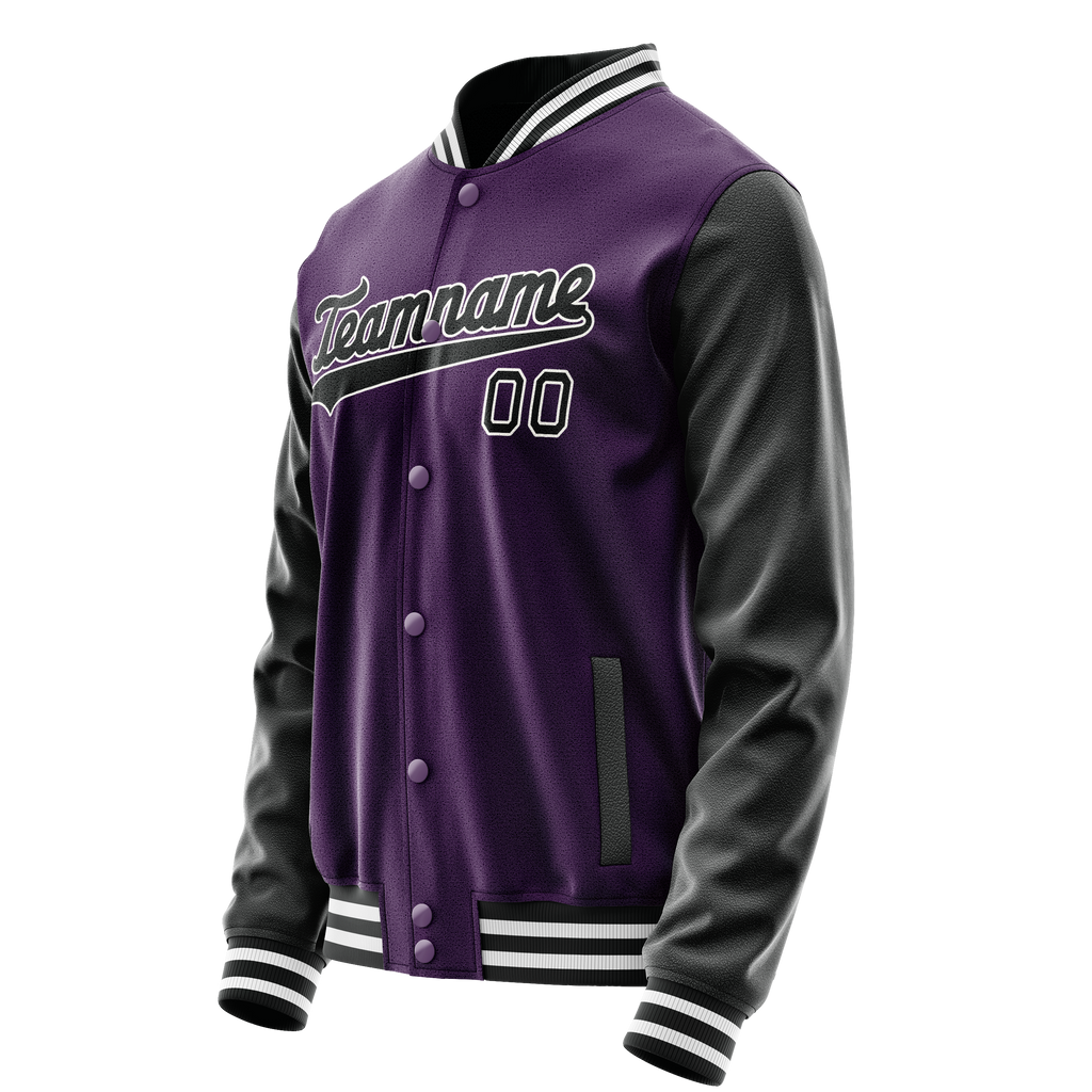 Personalized Purple & Black Solid Color Varsity Letterman Jacket