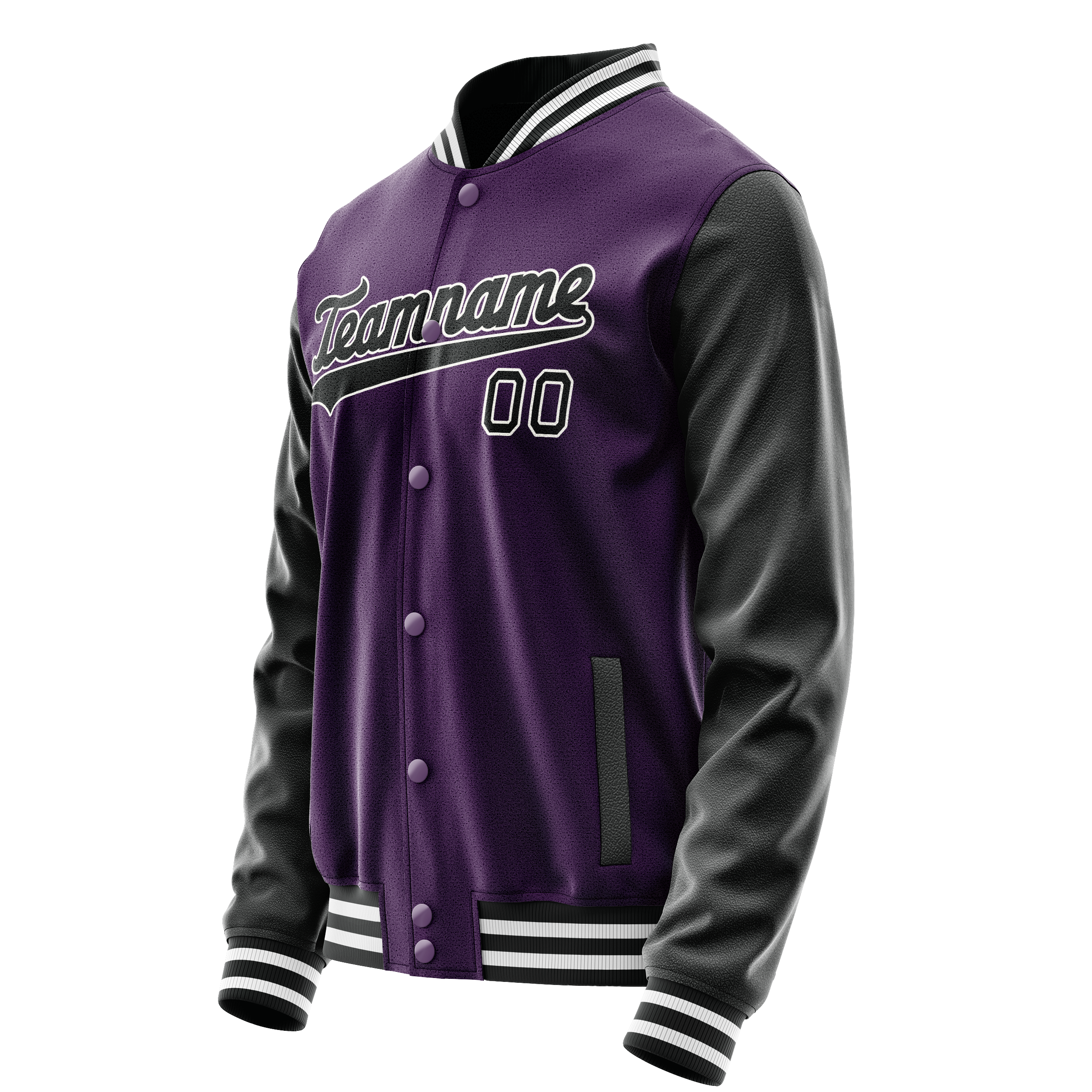 Personalized Purple & Black Solid Color Varsity Letterman Jacket