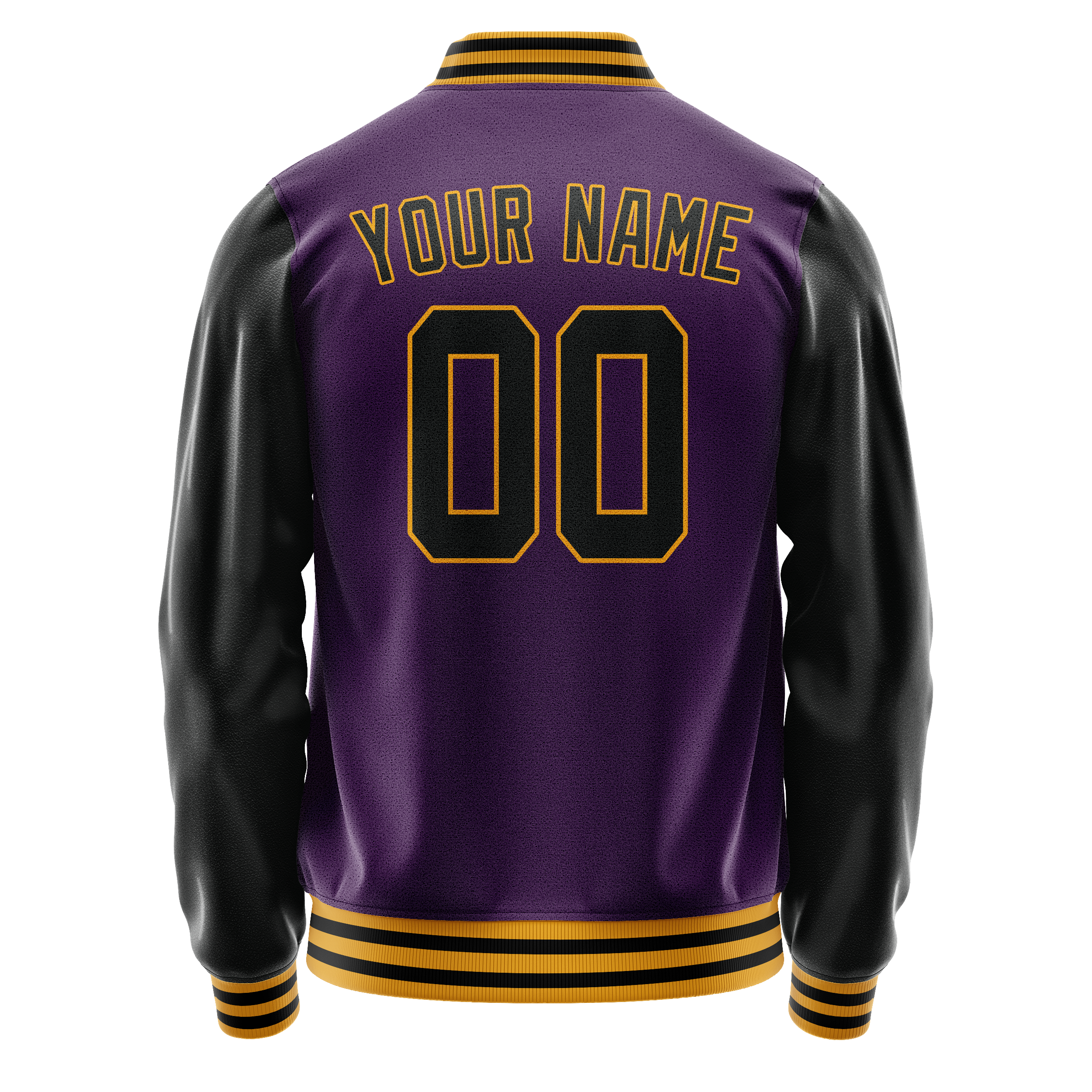 Personalized Purple & Black Solid Color Varsity Letterman Jacket