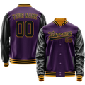 Personalized Purple & Black Solid Color Varsity Letterman Jacket