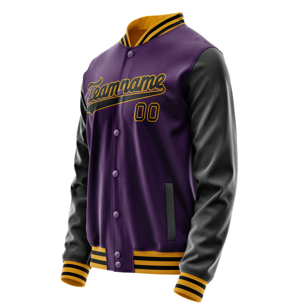 Personalized Purple & Black Solid Color Varsity Letterman Jacket