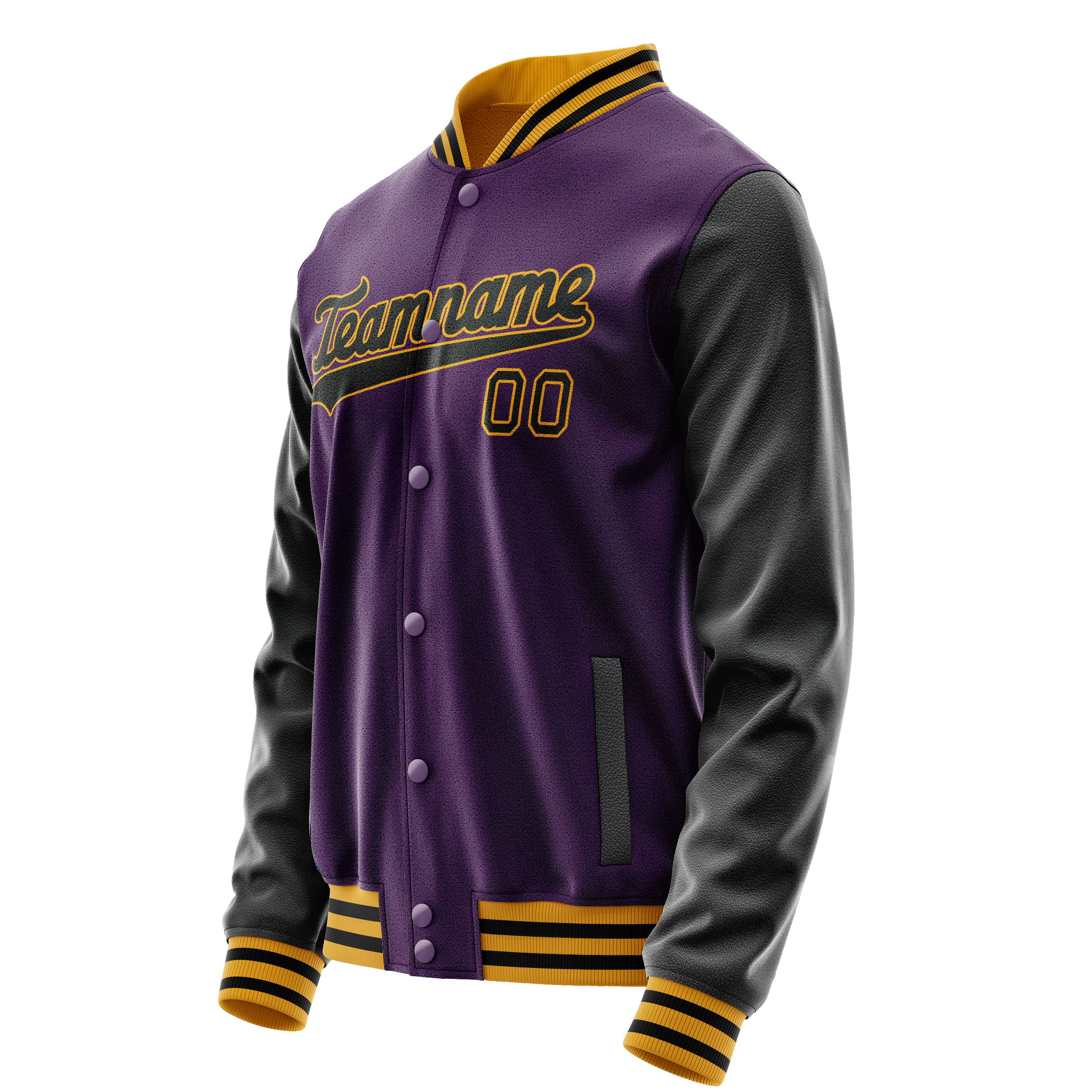Personalized Purple & Black Solid Color Varsity Letterman Jacket