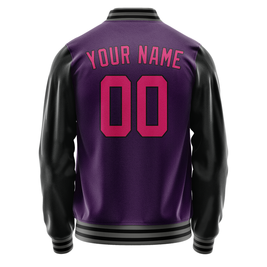 Personalized Purple & Pink Solid Color Varsity Letterman Jacket