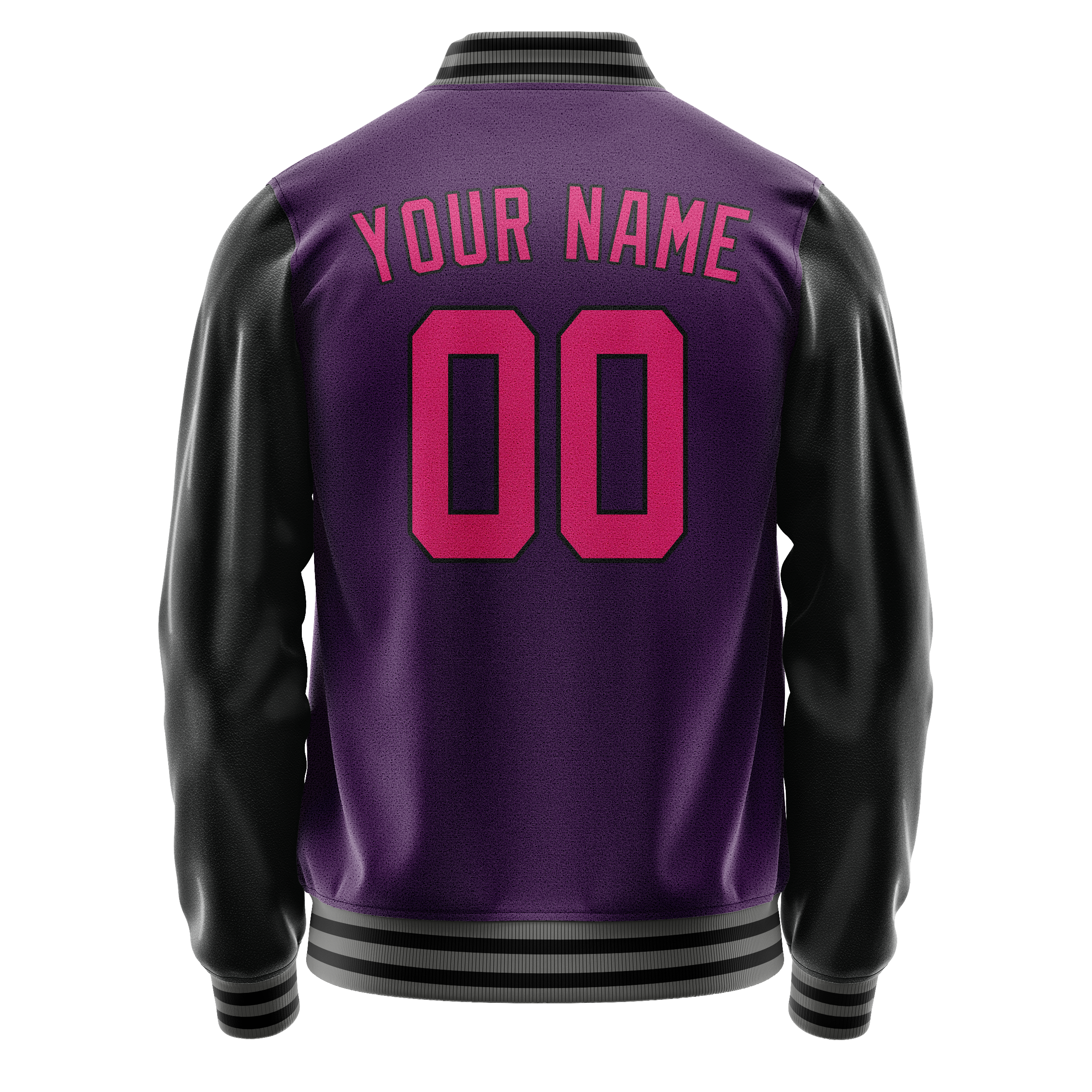 Personalized Purple & Pink Solid Color Varsity Letterman Jacket