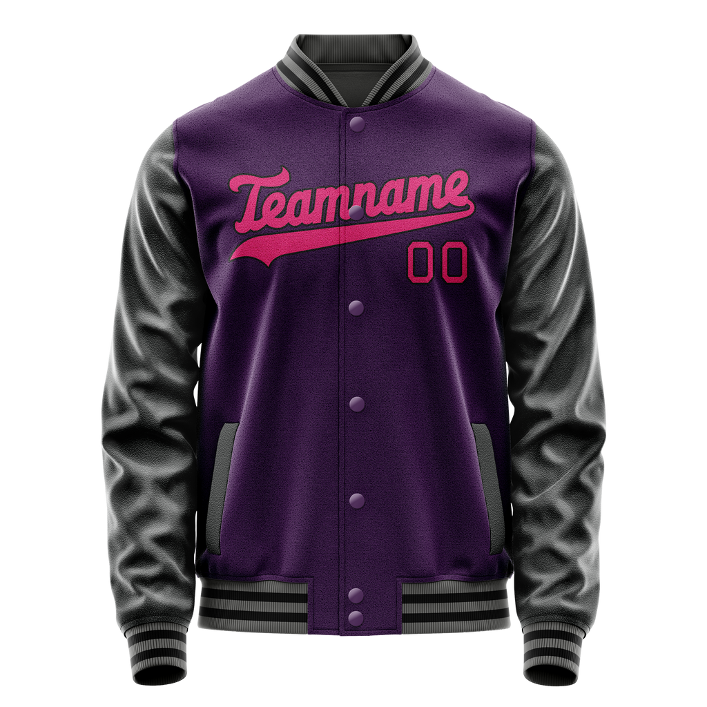 Personalized Purple & Pink Solid Color Varsity Letterman Jacket