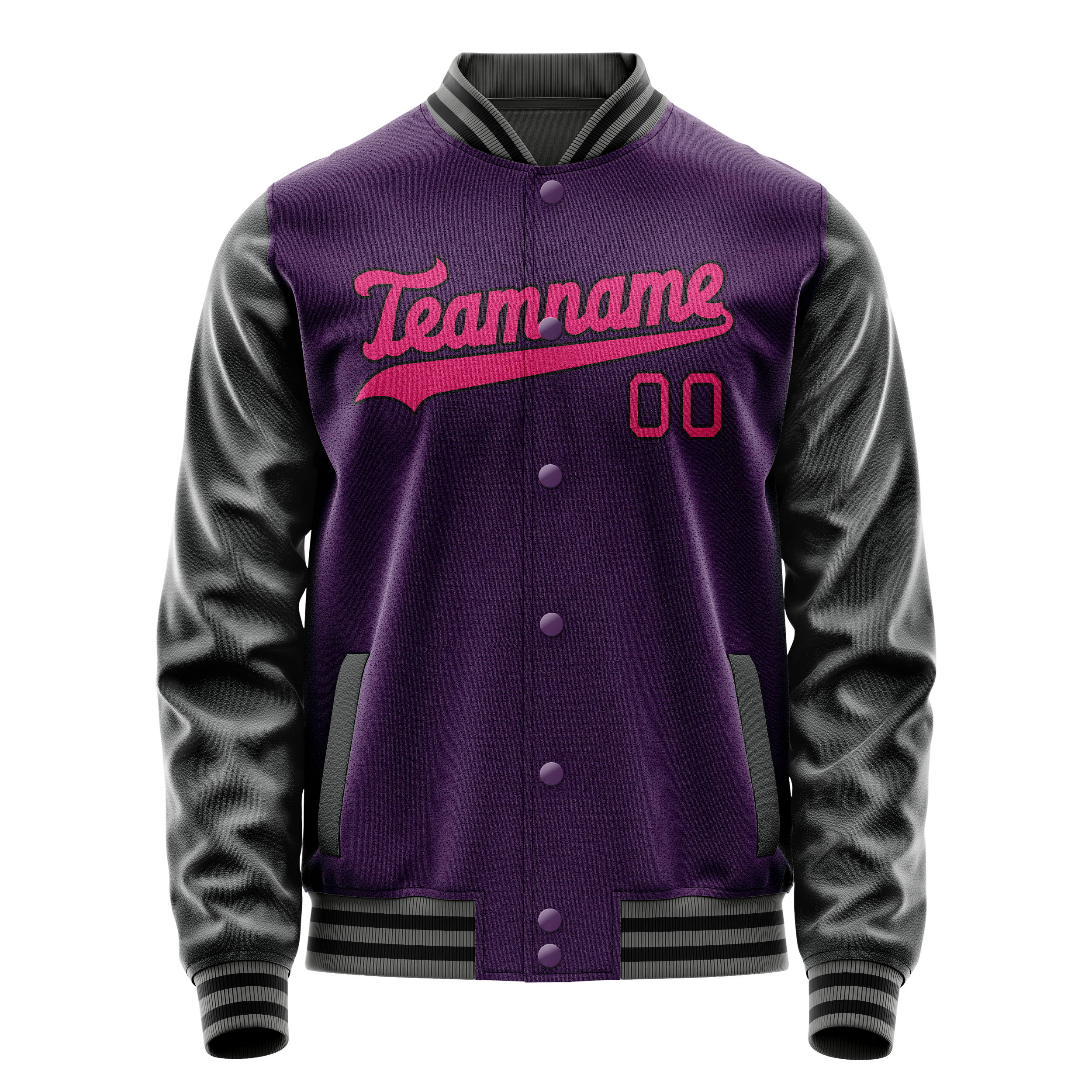 Personalized Purple & Pink Solid Color Varsity Letterman Jacket