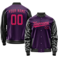 Personalized Purple & Pink Solid Color Varsity Letterman Jacket