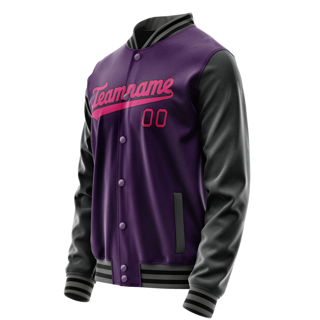 Personalized Purple & Pink Solid Color Varsity Letterman Jacket