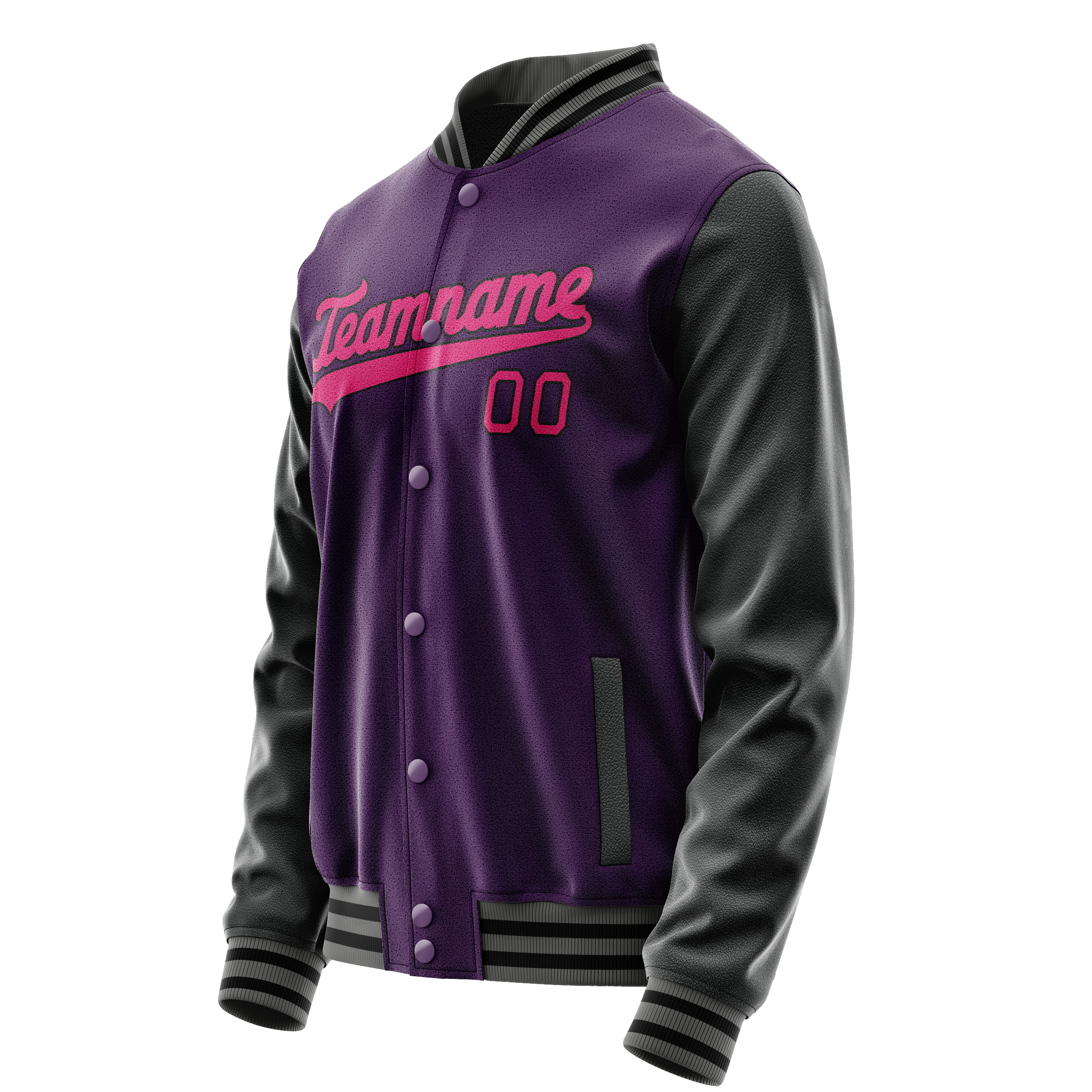 Personalized Purple & Pink Solid Color Varsity Letterman Jacket